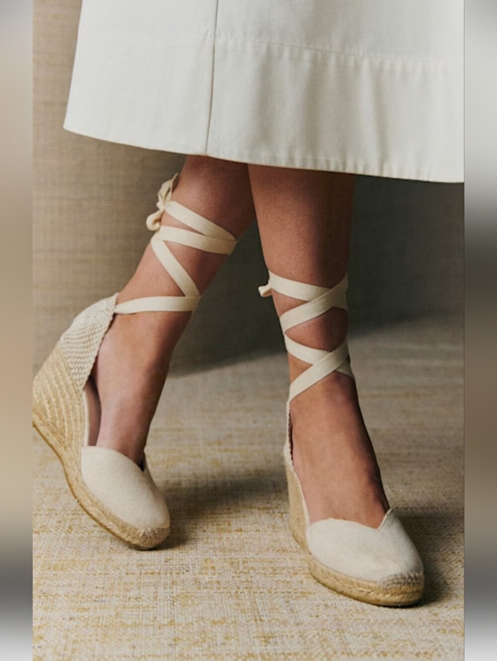 Castaner Cream Tie-Ankle Espadrille Wedges European size 40 (10)EUC original box